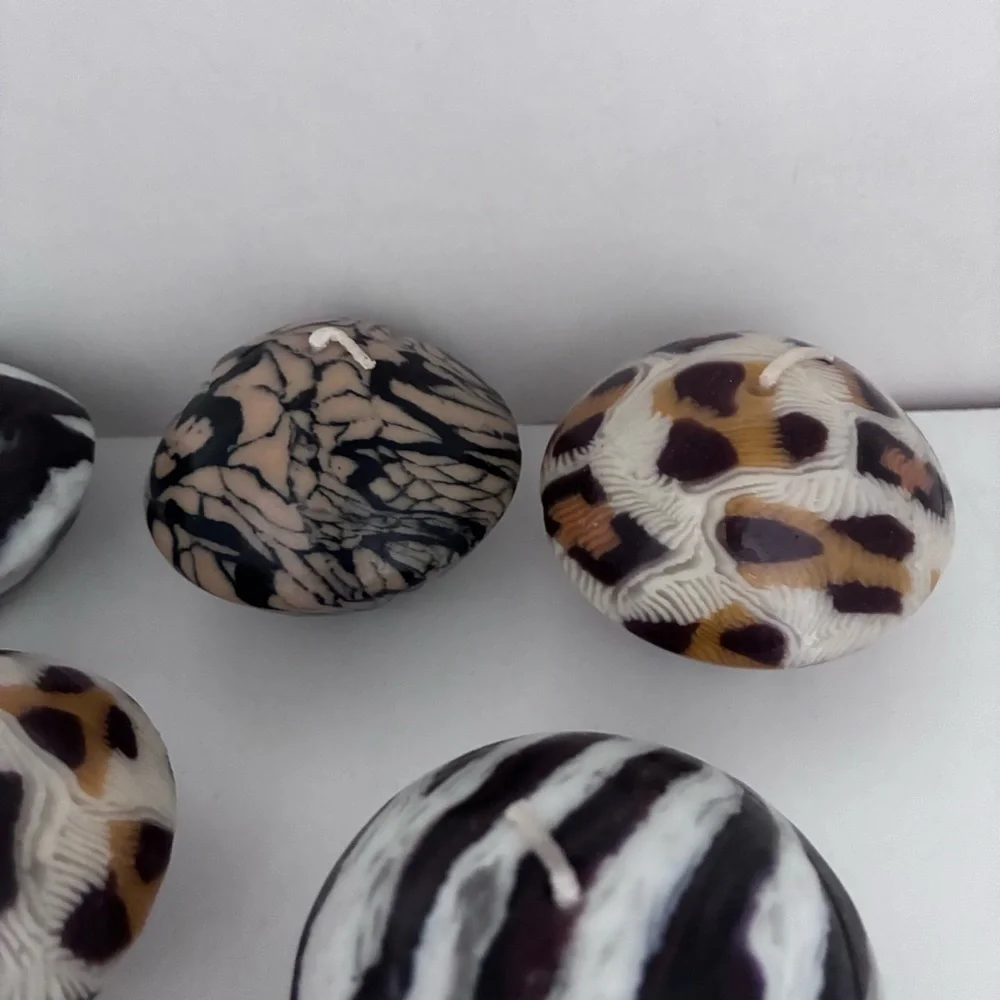 UNSCENTED Animal Print Candles  Shape: “mini-dome/mushroom” Total 10 candles
